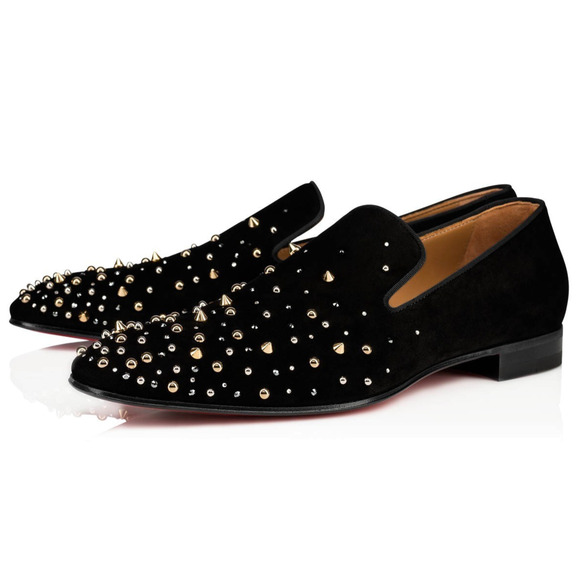 Christian Louboutin Mens Milkylion Flat Black Suede Gold Spike Dress Loafer 40 7 main image 10